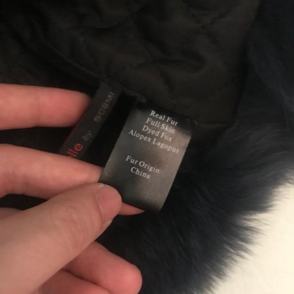 Navy Fox Fur Winter Hat with Pom Pom - Picture 6 of 6